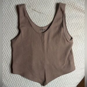 BKE Soft Ribbed Tank in Warm Tan